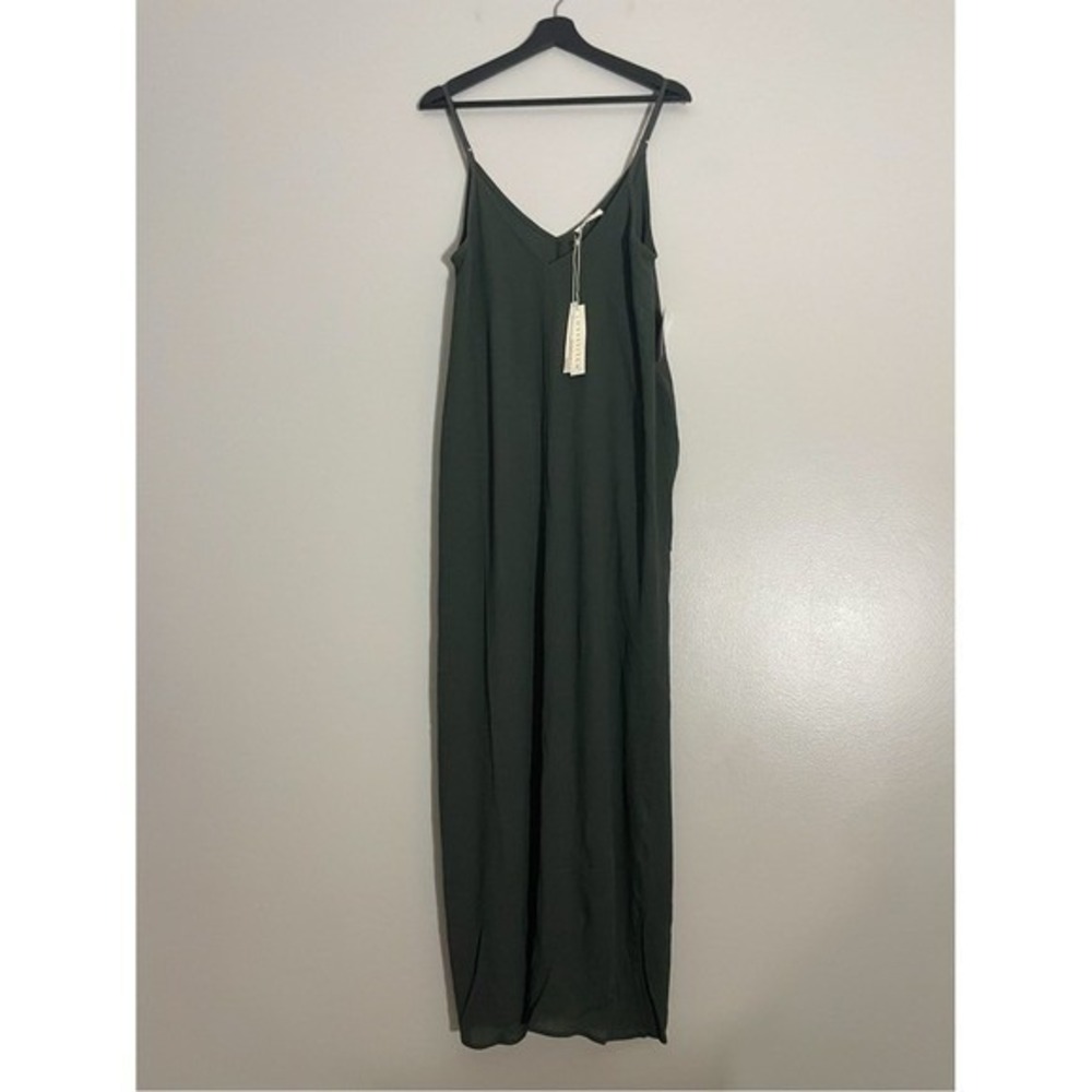 Lovestitch Maxi Dress Green Gauze Textured Adjustable Straps Small Boho Slip